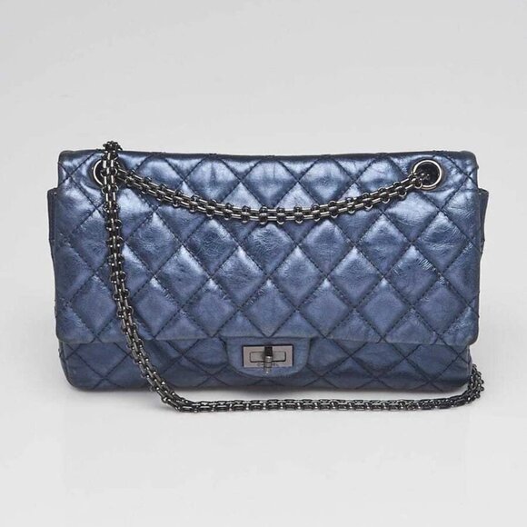 Chanel Navy Blue 2.55 Reissue Quilted Calfskin Leather 226 Flap Bag - Picture 1 of 11